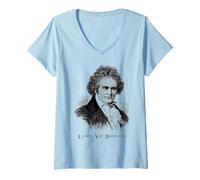 Womens Beethoven-Portrait Ludwig Van Beethoven Classical Music V-Neck T-Shirt