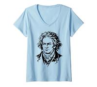 Women's Beethoven-Portrait Ludwig Van Beethoven Classical Music V-Neck T-Shirt