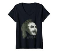 Women's Beetlejuice Betelgeuse Large Face V-Neck T-Shirt