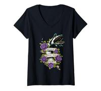 Women's Beetlejuice Never Trust the Living Tattoo Sandworm V-Neck T-Shirt
