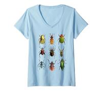 Women's Beetles Nine Beetle Design V-Neck T-Shirt