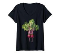 Womens Beetroot Vegetable Motif Garden Beetroot V-Neck T-Shirt