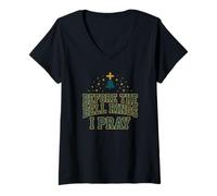 Women's Before the Bell Rings I Pray Christian Teacher Jesus V-Neck T-Shirt