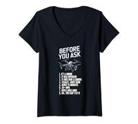 Womens Before You Ask Pilot Drone Operator RC Quadcopter Fly Drone V-Neck T-Shirt