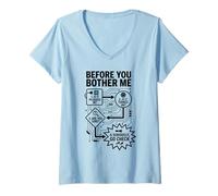 Women's Before You Bother Me IT Support Flowchart Sysadmin Humor V-Neck T-Shirt