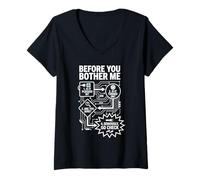 Women's Before You Bother Me IT Support Flowchart Sysadmin Humor V-Neck T-Shirt