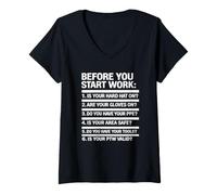 Women's Before You Start Work Safety Checklist | Campaign Gift Idea V-Neck T-Shirt