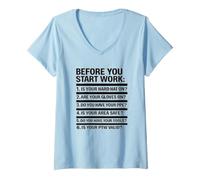 Women's Before You Start Work Safety Checklist | Campaign Gift Idea V-Neck T-Shirt