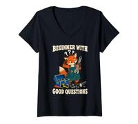Women's Beginner with Good Questions Curious Fox Apprentice V-Neck T-Shirt