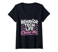 Women's Behavior Tech Life Chose Me Applied Behavior Analysis V-Neck T-Shirt