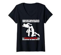 Womens Behind Every Athlete is a Track and Field Mom Funny Athlete V-Neck T-Shirt