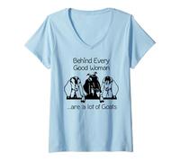 Womens Behind Every Good Women are a lot of Goats V-Neck T-Shirt