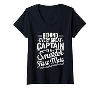Womens Behind Every Great Captain Is A Smarter First Mate Boating V-Neck T-Shirt