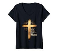 Womens Behind Every Great Pastor Is An Awesome Congregation Jesus V-Neck T-Shirt