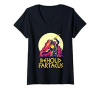 Womens Behold Fartacus Shirt Fart Joke Greek Gods Spartan Funny Tee V-Neck T-Shirt