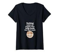 Womens Beige Foods That Don’t Touch - Funny Picky Eater Quote V-Neck T-Shirt