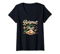Women's Beignet Done That New Orleans Coffee Humor Mens Womens V-Neck T-Shirt