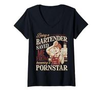 Women's Being a Bartender Saved Me from Becoming a Pornstar V-Neck T-Shirt