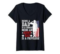 Women's Being A Dad is A Choice Being an Army Dad is A Privilege US V-Neck T-Shirt