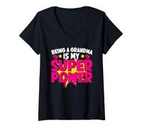 Womens Being A Grandma is My Super Power Grandmom Jokes Granny V-Neck T-Shirt