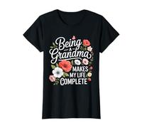 Womens Being A Grandma Makes My Life Complete Floral Butterfly T-Shirt