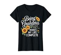 Womens Being A Grandma Makes My Life Complete Sunflower Butterfly T-Shirt