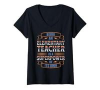Womens Being an Elementary Teacher is A Superpower V-Neck T-Shirt