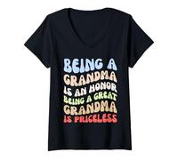Womens Being Grandma Is An Honor Being A Great Grandma Is Priceless V-Neck T-Shirt