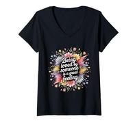 Women's Being Loved By Someone is A Great Feeling Heartful - V-Neck T-Shirt