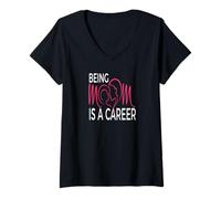 Women's Being Mom is a Career Modern Motherhood Statement V-Neck T-Shirt