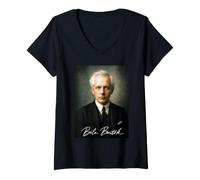 Women's Bela Bartok Composer Pianist V-Neck T-Shirt
