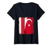 Womens Belarus Turkey Half Flag Belarusian Opposition Turkiye V-Neck T-Shirt