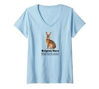 Women's Belgian Hare My Rabbit Thinks He is A Racehorse V-Neck T-Shirt