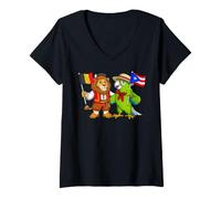 Women's Belgium Puerto Rico Flag Belgian Puerto Rican Roots V-Neck T-Shirt