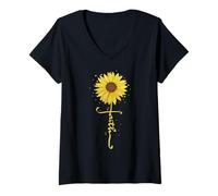 Womens Believe in God - Blessed and Grateful Jesus V-Neck T-Shirt