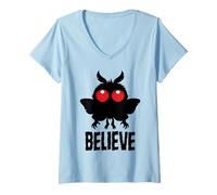 Women's Believe in The Mysterious Mothman V-Neck T-Shirt