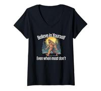Womens Believe in Yourself Even When Most Don’t Bigfoot Inspiration V-Neck T-Shirt