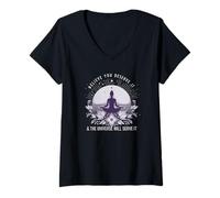 Womens Believe you deserve Universe will serve it Manifestation V-Neck T-Shirt