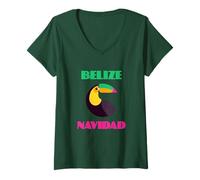 Womens Belize Navidad San Pedro Travel Souvenir Toucan Bird V-Neck T-Shirt