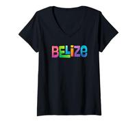 Women's Belize Retro Tropical Type Design V-Neck T-Shirt