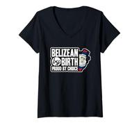 Women's Belizean Flag Belizean by Birth Proud by Choice Belize V-Neck T-Shirt