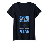 Women's Bell Curve Statistics Humor Avoid the Mean Data Scientist V-Neck T-Shirt