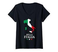 Women's Bella Italia Map in Flag Colors V-Neck T-Shirt