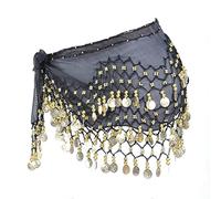 Women's Belly Dance Belt, Hip Scarf Wrap Women's Belly Dance Belt, Chiffon Hip Scarf, Women's Belly Dancer Costume, Dance Cloth with Coin Belt, Skirt, Coin Belt, for Stage Show, Party, Celebration,