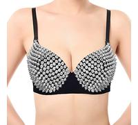 Women's Belly Dance Bra Studded Diamond Bra Night Club Bra Belly Dance Performance Suit Comfortable Bras for Women Running Shirt Yoga Tank Top Wireless Bras for Women UK