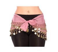 Women's Belly Dance Hip Scarf, Belly Dance Skirt Wrap with Bling Sequins Coins, Belly Dance Costume for or Bellydance, Zumba or Yoga Class (One Size, Light Pink)