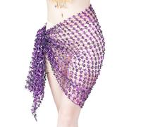Women's Belly Dance Hip Scarf, Hollow Sequins Mesh Wrap Skirts Sparkly Belly Dancer Outfit Rave Party Skirt Wrap Professional Hip Dancing Skirt Scarf for Women Girls Yoga Latin Dancing Practise