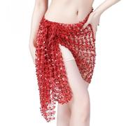 Women's Belly Dance Hip Scarf, Hollow Sequins Mesh Wrap Skirts Sparkly Belly Dancer Outfit Rave Party Skirt Wrap Professional Hip Dancing Skirt Scarf for Women Girls Yoga Latin Dancing Practise