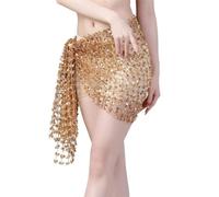 Women's Belly Dance Hip Scarf, Hollow Sequins Mesh Wrap Skirts Sparkly Belly Dancer Outfit Rave Party Skirt Wrap Professional Hip Dancing Skirt Scarf for Women Girls Yoga Latin Dancing Practise