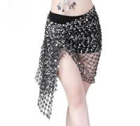 Women's Belly Dance Hip Scarf, Hollow Sequins Mesh Wrap Skirts Sparkly Belly Dancer Outfit Rave Party Skirt Wrap Professional Hip Dancing Skirt Scarf for Women Girls Yoga Latin Dancing Practise